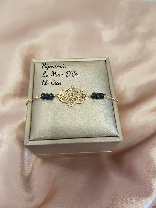 Gourmette Main et Perles de Saphirs