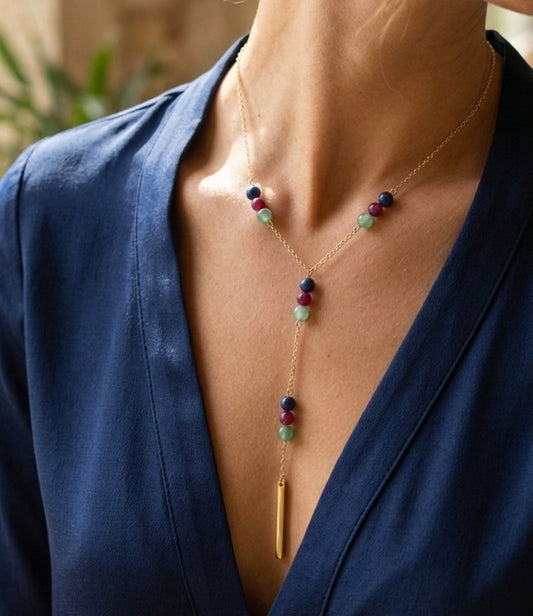 Collier Bâtonnet & Perles de Couleurs