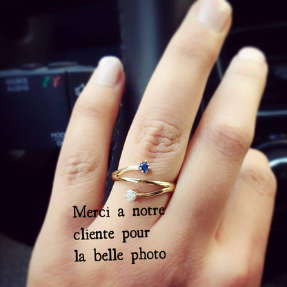 Bague Griffes diamant Saphir