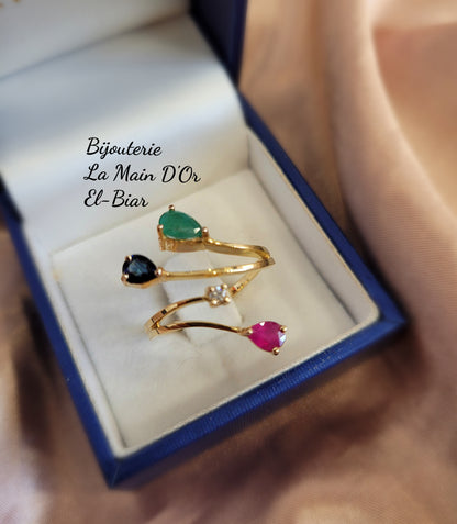 Bague Branches Quatre pierres Precieuses