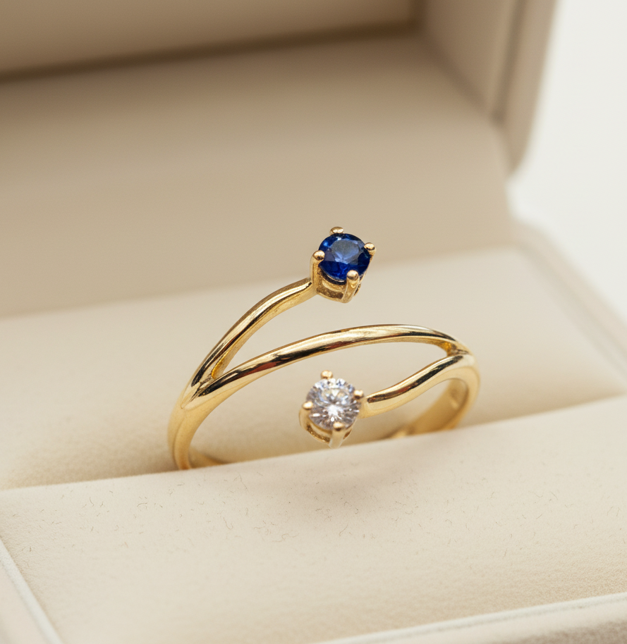 Bague Griffes diamant Saphir